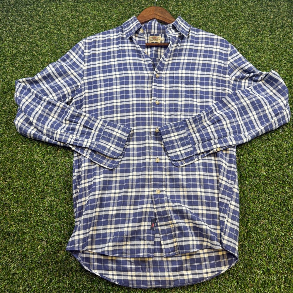 Faherty Brand Mens Blue White Plaid Long Sleeve Button Down Shirt XS